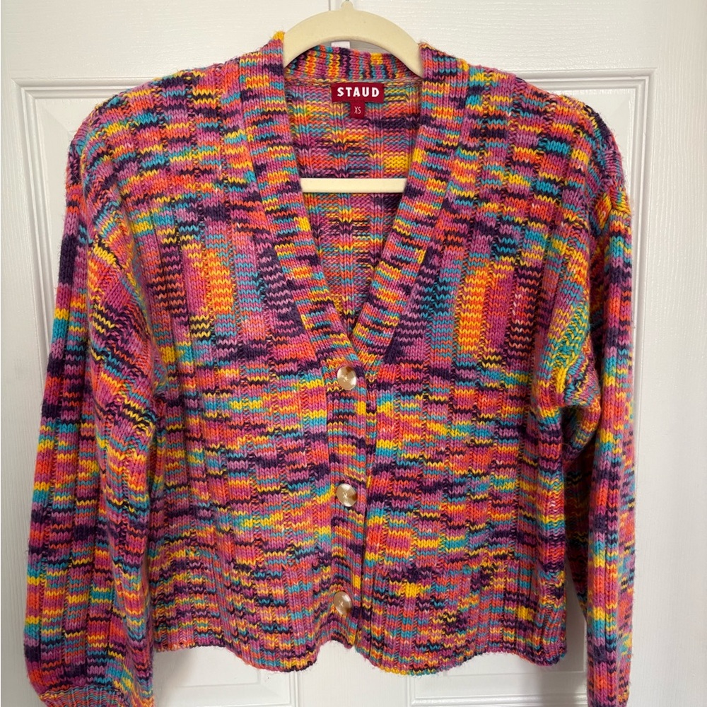 STAUD Eloise Ribbed Multicolored Cardigan - Picture 3 of 5